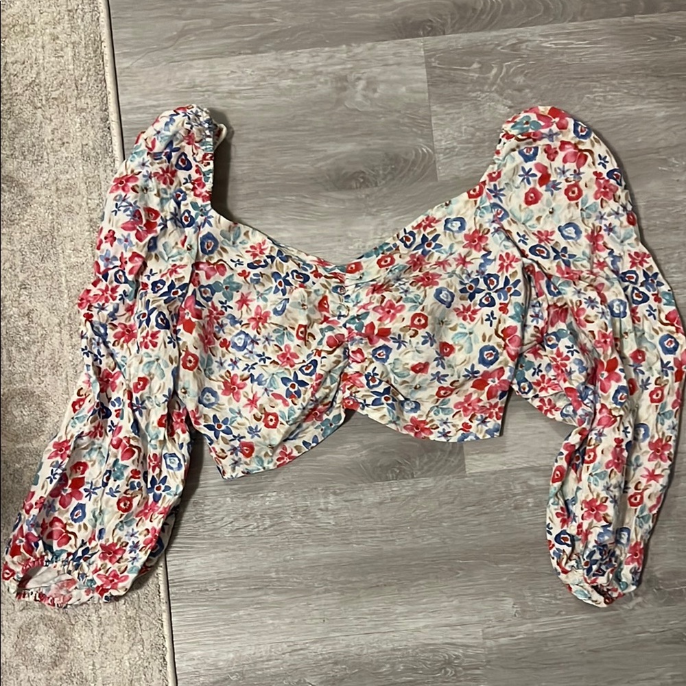 Floral Women's Top - Red, Blue, White